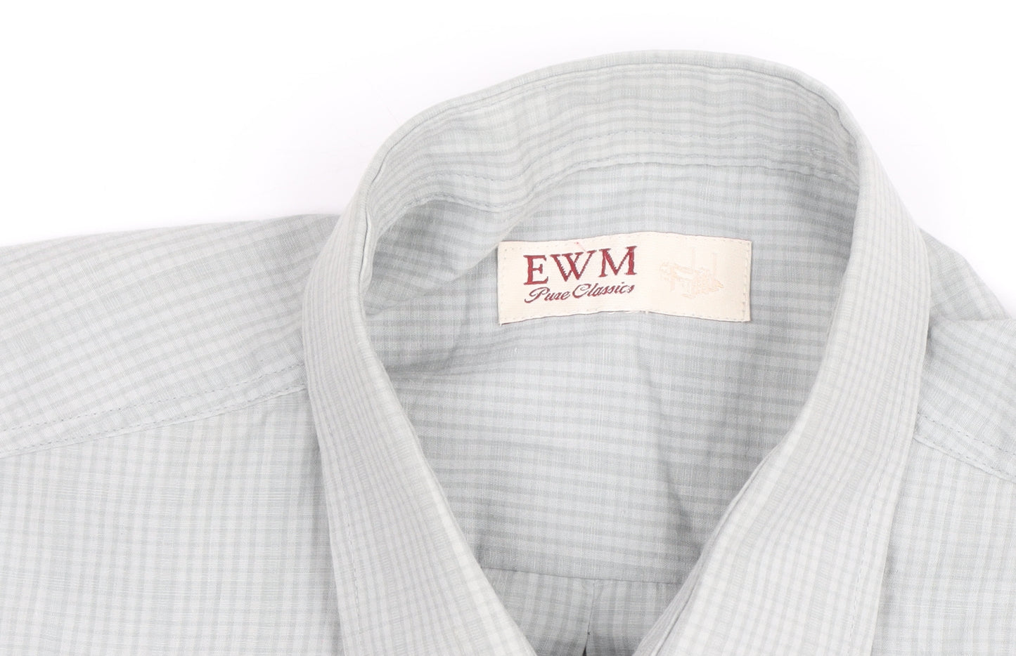 EWM Men's Grey Check Short Sleeve Button-Up Shirt Size L