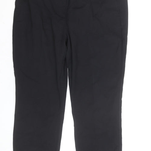 Zara Women Black Cropped Stretch Trousers Size 18