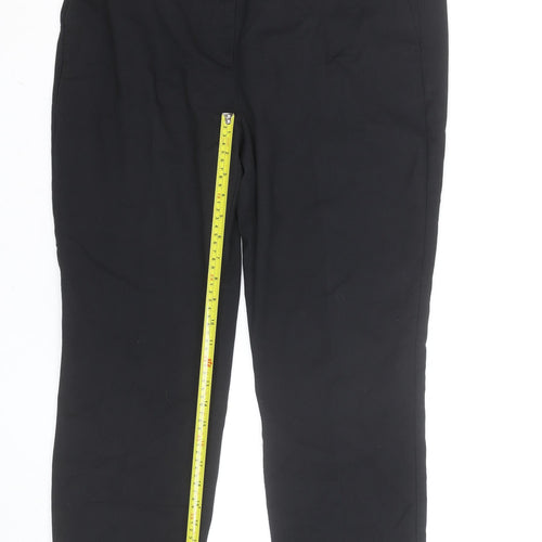 Zara Women Black Cropped Stretch Trousers Size 18