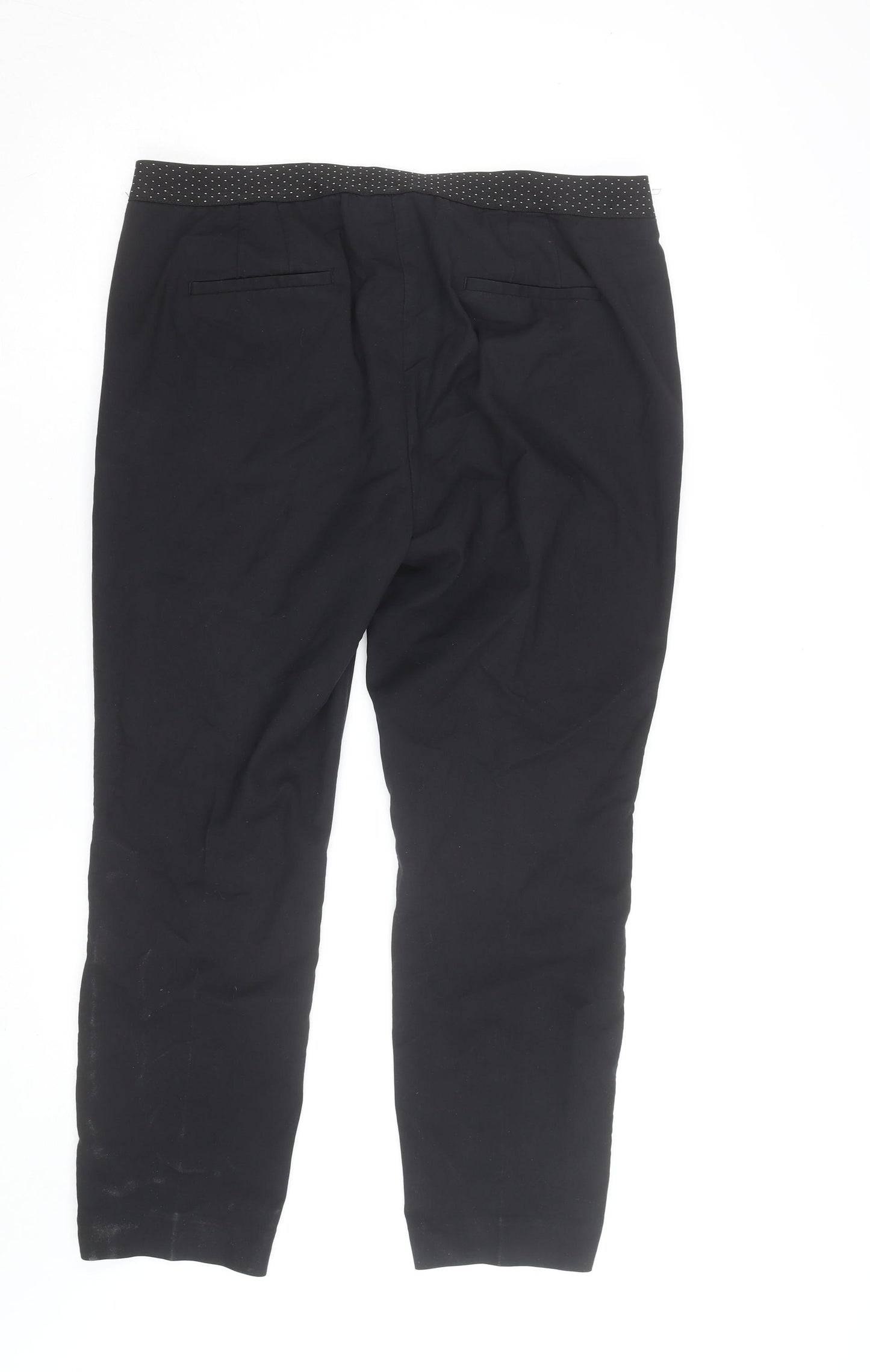 Zara Women Black Cropped Stretch Trousers Size 18