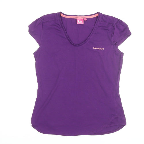 LA Gear Women's Purple V-Neck Short Sleeve T-Shirt Size 12