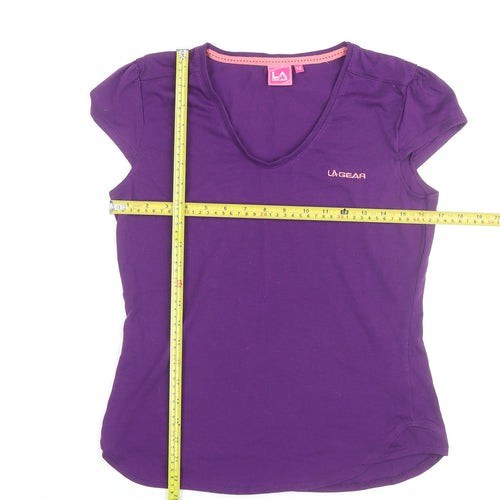 LA Gear Women's Purple V-Neck Short Sleeve T-Shirt Size 12