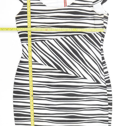 Frank Lyman Women's Black & White Striped Bodycon Dress Size 16