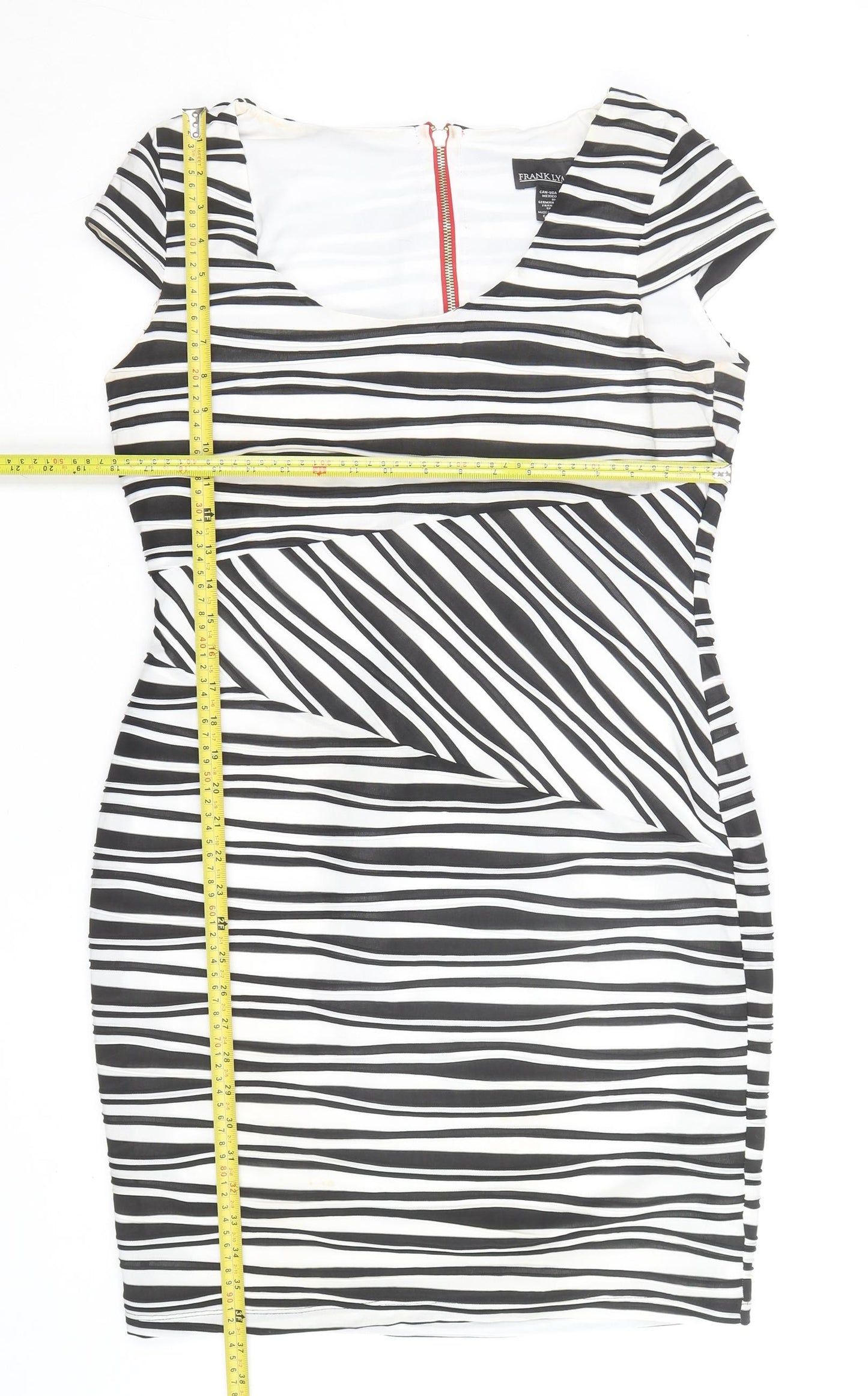 Frank Lyman Women's Black & White Striped Bodycon Dress Size 16
