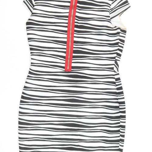 Frank Lyman Women's Black & White Striped Bodycon Dress Size 16
