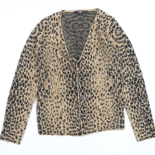 Jaded London Women’s Beige Leopard Print Knit Cardigan XS