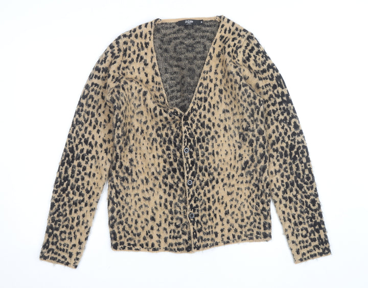 Jaded London Women’s Beige Leopard Print Knit Cardigan XS