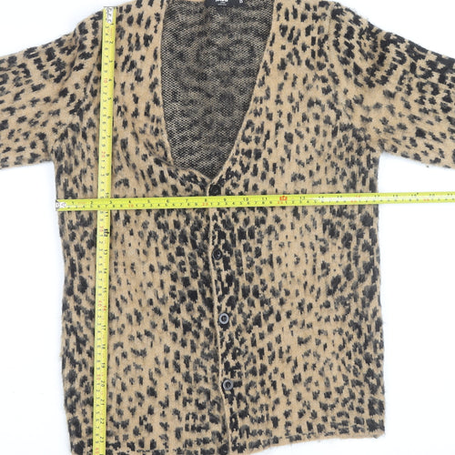 Jaded London Women’s Beige Leopard Print Knit Cardigan XS
