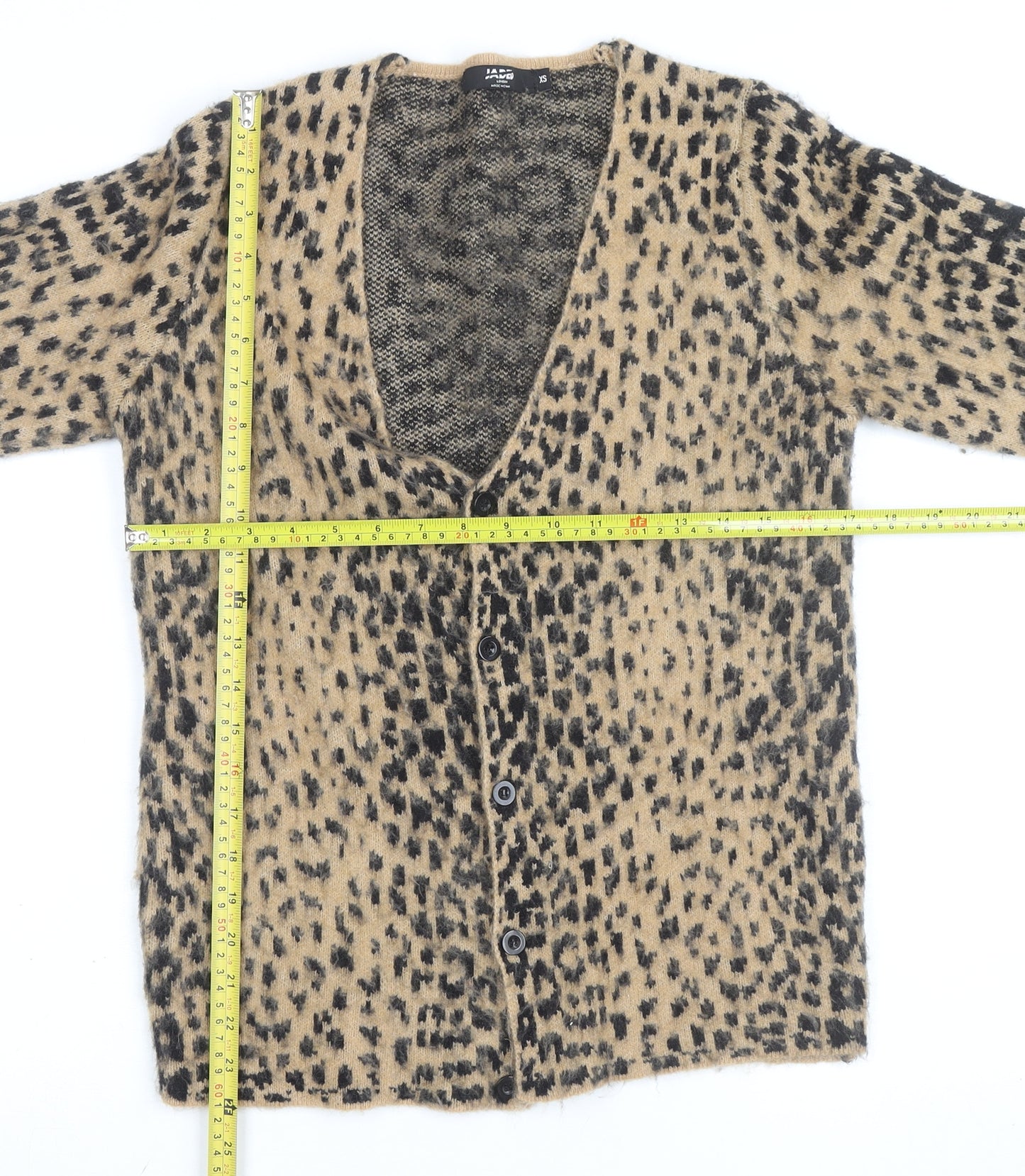 Jaded London Women’s Beige Leopard Print Knit Cardigan XS