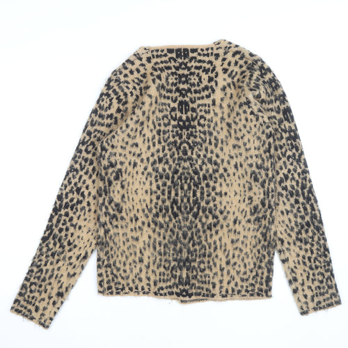 Jaded London Women’s Beige Leopard Print Knit Cardigan XS