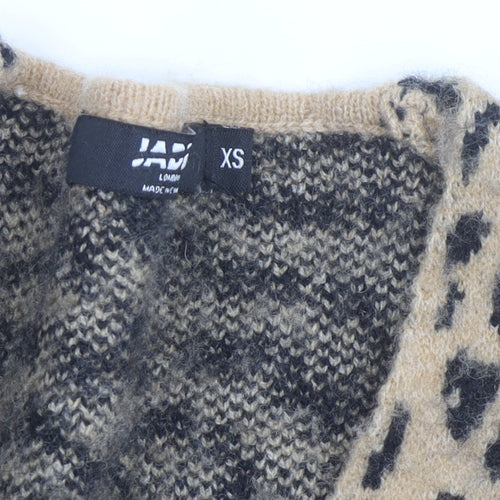 Jaded London Women’s Beige Leopard Print Knit Cardigan XS