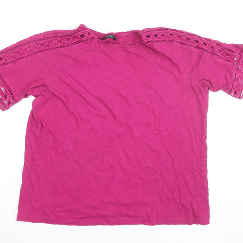 Dunnes Women’s Pink Cotton Crochet Short Sleeve T-Shirt L