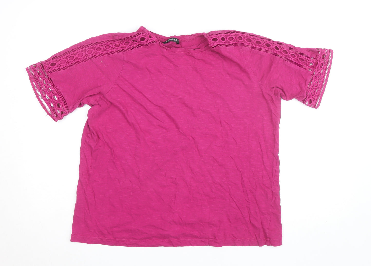 Dunnes Women’s Pink Cotton Crochet Short Sleeve T-Shirt L
