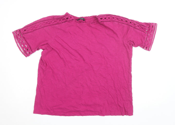 Dunnes Women’s Pink Cotton Crochet Short Sleeve T-Shirt L