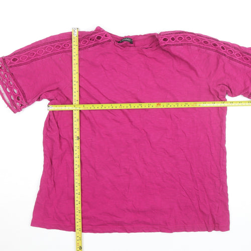 Dunnes Women’s Pink Cotton Crochet Short Sleeve T-Shirt L
