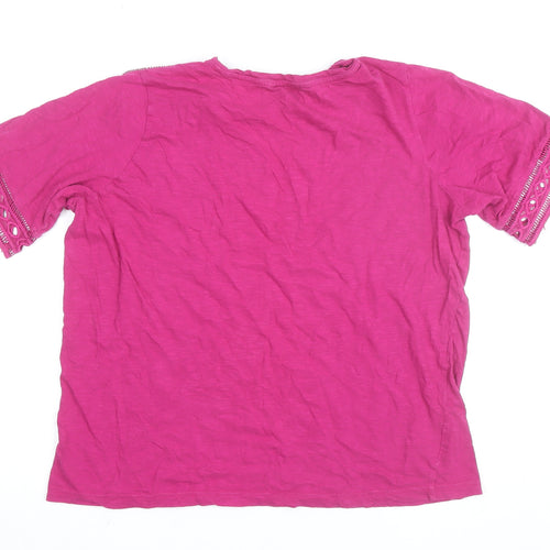 Dunnes Women’s Pink Cotton Crochet Short Sleeve T-Shirt L