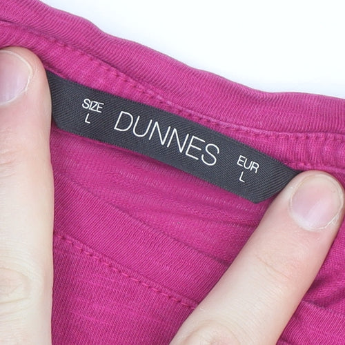 Dunnes Women’s Pink Cotton Crochet Short Sleeve T-Shirt L