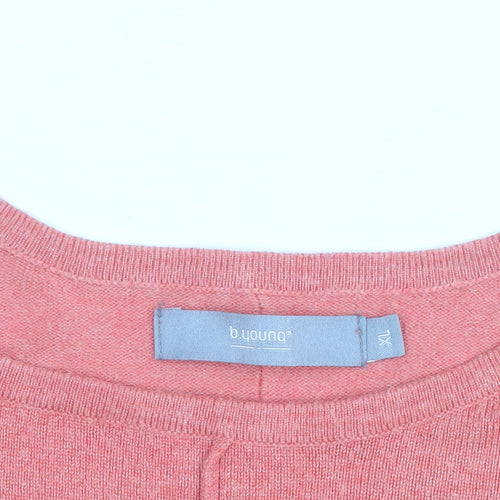 b.young Women’s Pink Knit Relaxed Dolman 3/4 Sleeve Blouse XL
