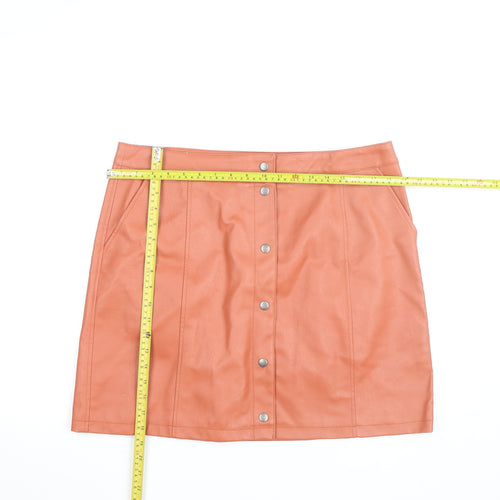 Vero Moda Women’s Orange Faux Leather A-Line Short Skirt XL