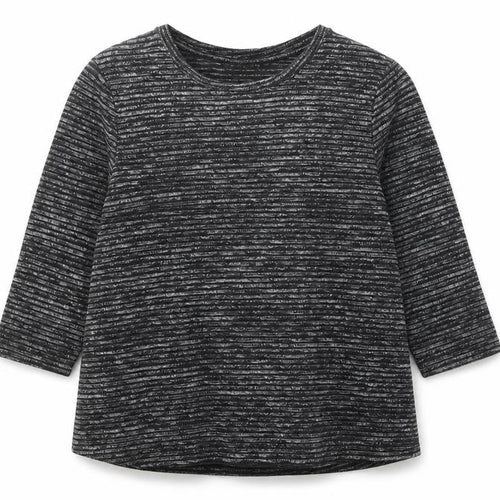 Dunnes Women Black Striped Glitter 3/4 Sleeve Knit Top L