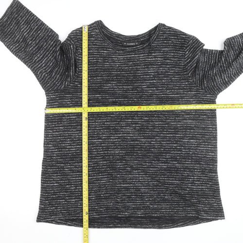 Dunnes Women Black Striped Glitter 3/4 Sleeve Knit Top L
