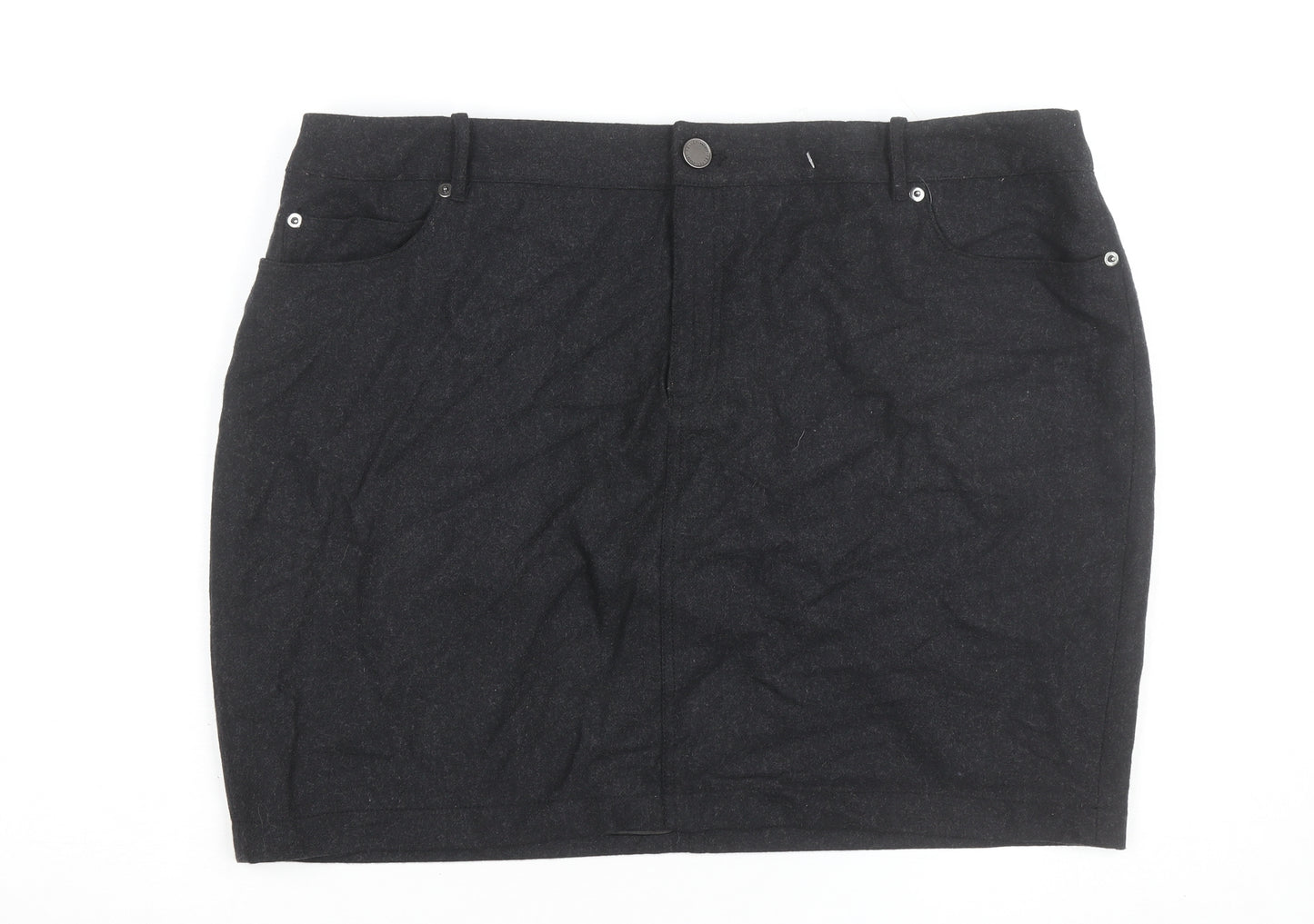 Mint Velvet Women's Black Wool Blend Pencil Skirt Size 18