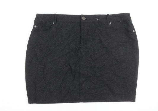 Mint Velvet Women's Black Wool Blend Pencil Skirt Size 18