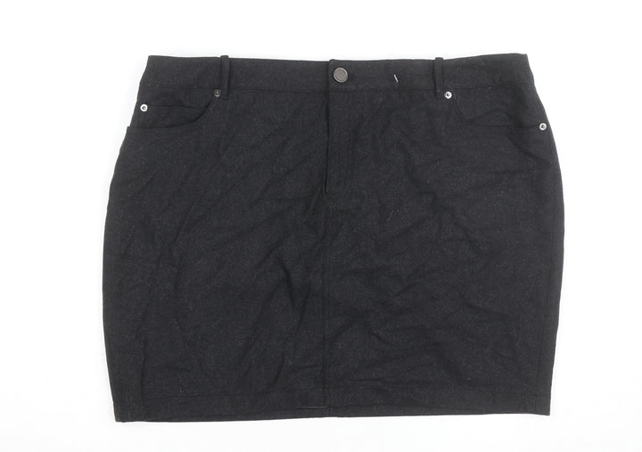 Mint Velvet Women's Black Wool Blend Pencil Skirt Size 18
