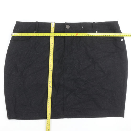 Mint Velvet Women's Black Wool Blend Pencil Skirt Size 18