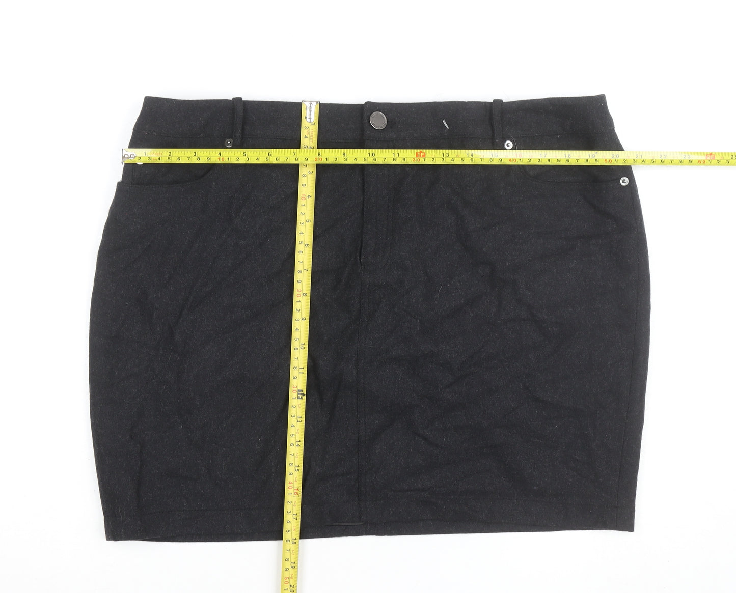 Mint Velvet Women's Black Wool Blend Pencil Skirt Size 18