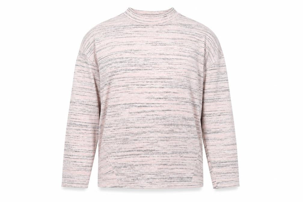 Marks and Spencer Womens Pink Striped Mock Neck Long Sleeve Top Size L