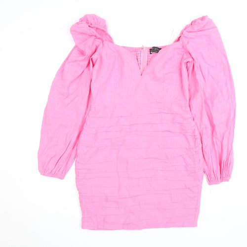 In The Style Women’s Pink Bodycon Puff Sleeve Sweetheart Dress Size 8