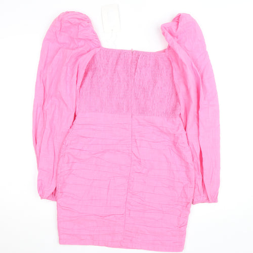 In The Style Women’s Pink Bodycon Puff Sleeve Sweetheart Dress Size 8