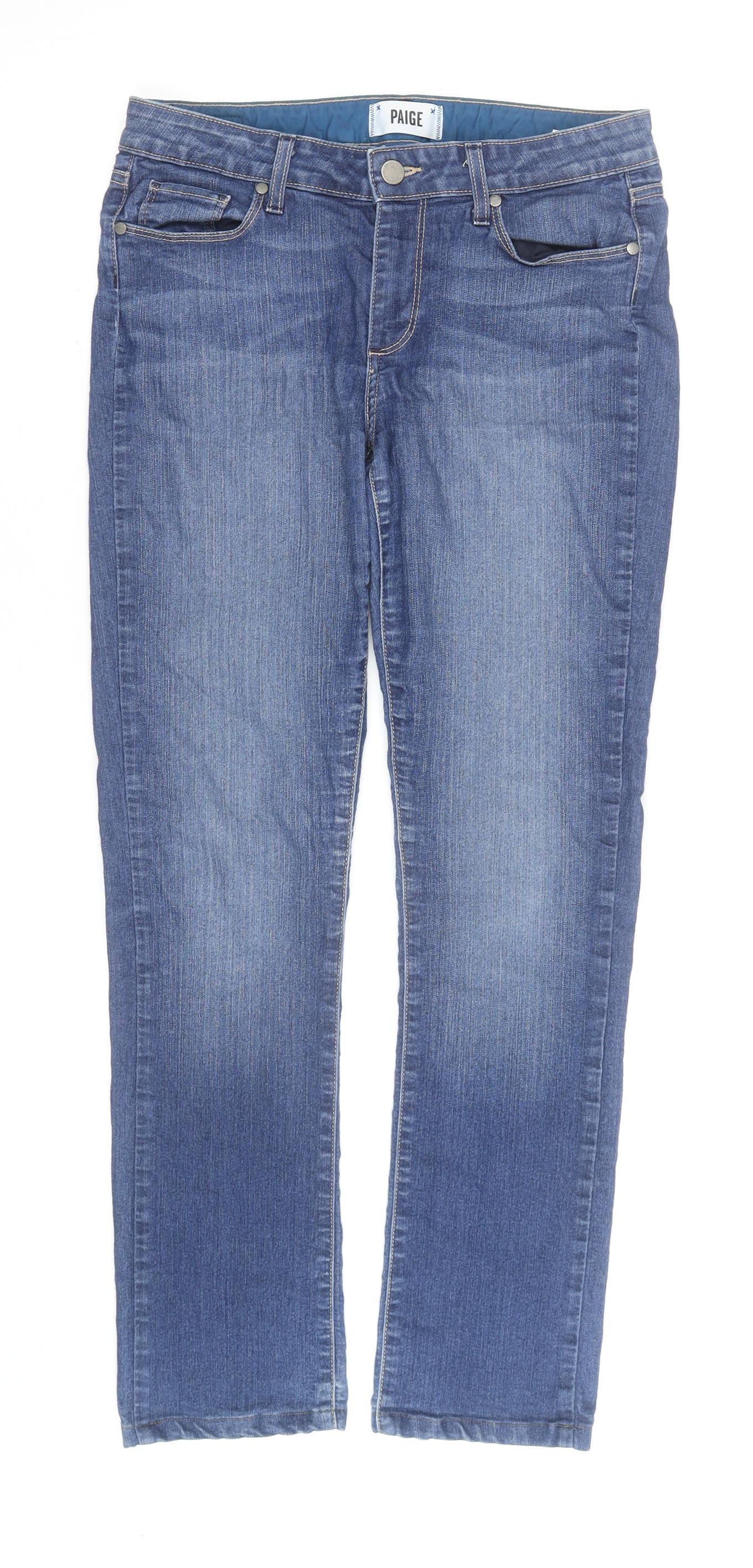 Paige Women's Blue Skyline Straight Jeans Size 30 Regular Denim