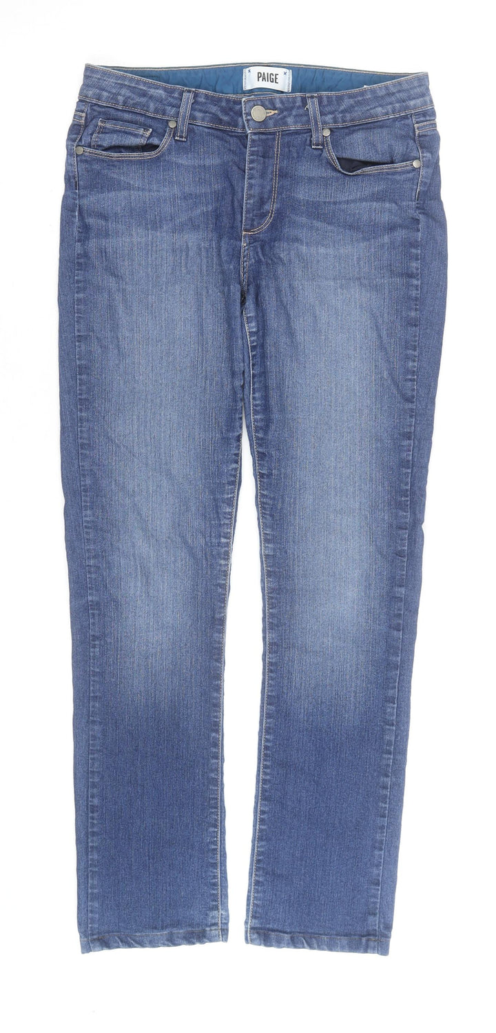 Paige Women's Blue Skyline Straight Jeans Size 30 Regular Denim