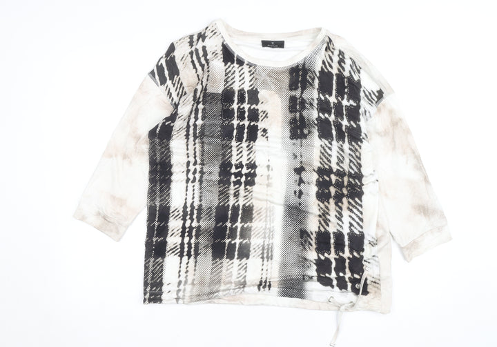 Monari Women's Multicoloured Check Print 3/4 Sleeve Jersey Top Size 12
