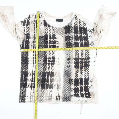 Monari Women's Multicoloured Check Print 3/4 Sleeve Jersey Top Size 12