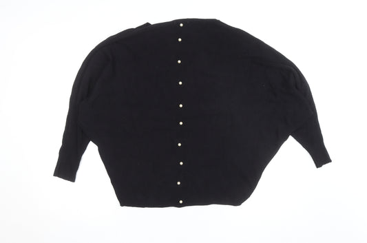 Kate & Pippa Women's Black One Size Pearl Button Knit Cardigan