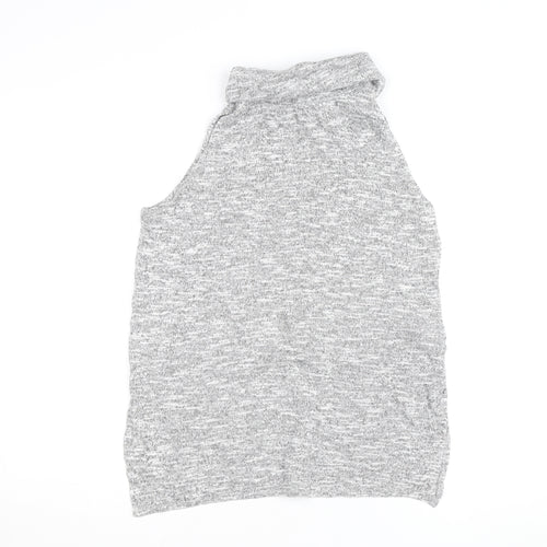 New Look Womens Grey Roll Neck Sleeveless Knit Top Size 12