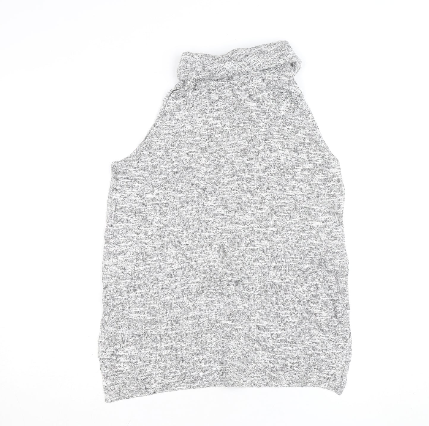 New Look Womens Grey Roll Neck Sleeveless Knit Top Size 12