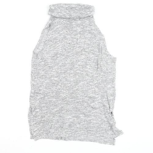 New Look Womens Grey Roll Neck Sleeveless Knit Top Size 12