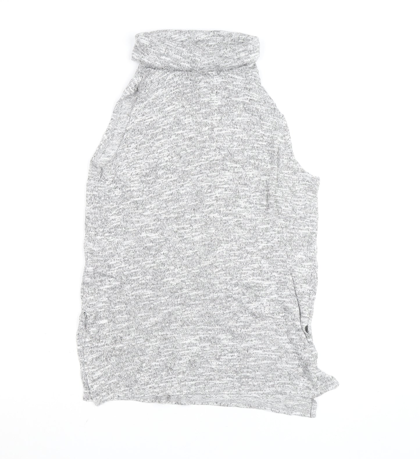 New Look Womens Grey Roll Neck Sleeveless Knit Top Size 12