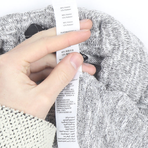 New Look Womens Grey Roll Neck Sleeveless Knit Top Size 12