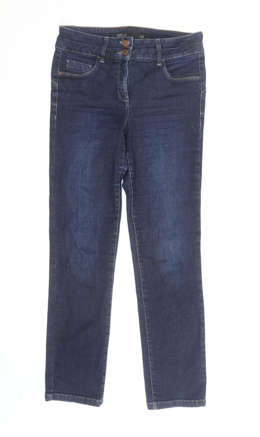Next Women's Blue Slim Fit Mid Rise Straight Jeans Size 12R