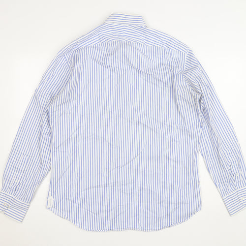 Arrow Men's Blue Striped Regular Fit 42cm Cotton Dress Shirt