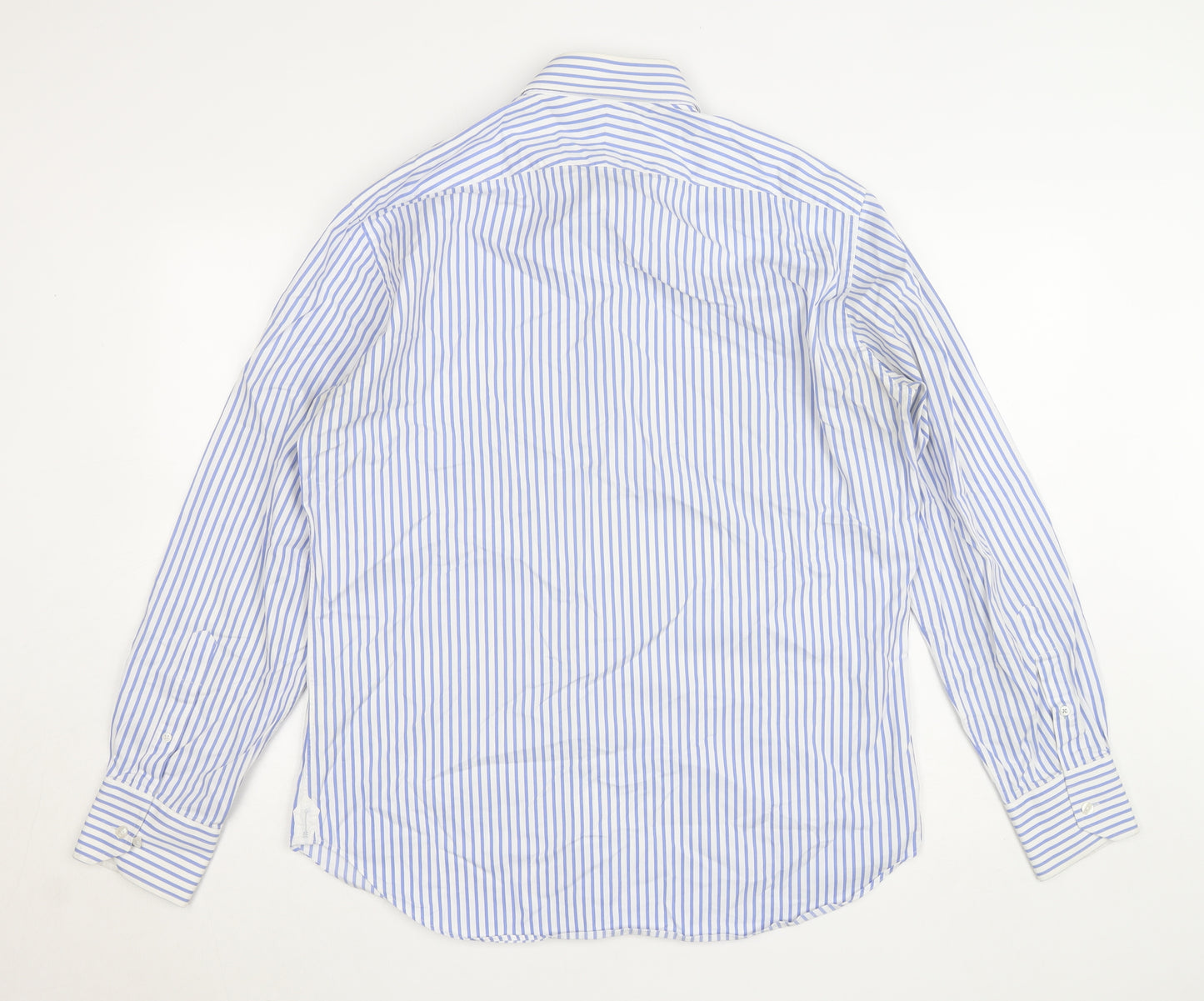 Arrow Men's Blue Striped Regular Fit 42cm Cotton Dress Shirt