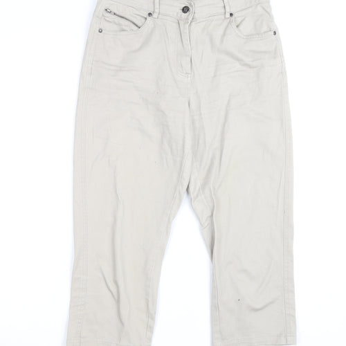 Jensen Women’s Beige Cropped Trousers Size 8 Regular Cotton Blend