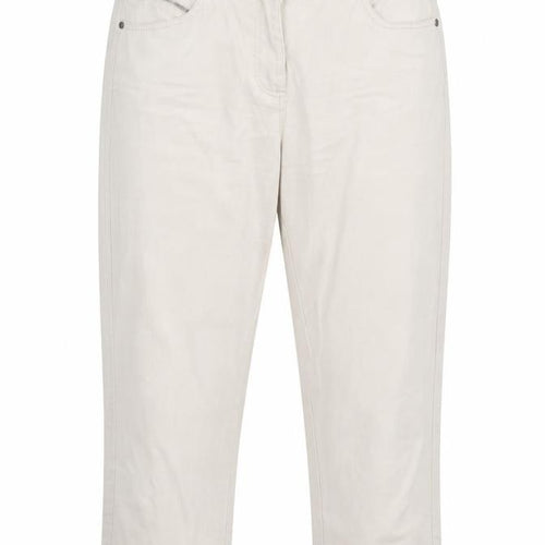 Jensen Women’s Beige Cropped Trousers Size 8 Regular Cotton Blend