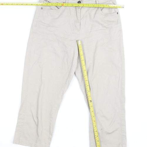 Jensen Women’s Beige Cropped Trousers Size 8 Regular Cotton Blend