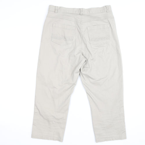 Jensen Women’s Beige Cropped Trousers Size 8 Regular Cotton Blend